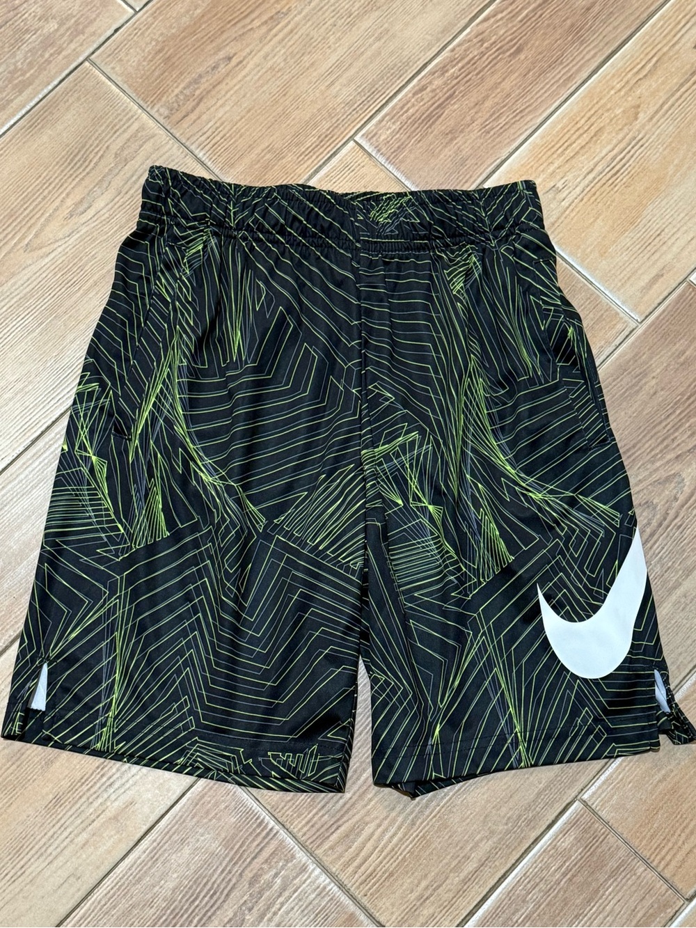 Nike Black & Neon Green Patterned Dri-FIT Shorts